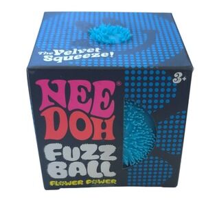 New NeeDoh Fuzz Ball Flower Power Blue Squishy Fidget Stress Ball Toy